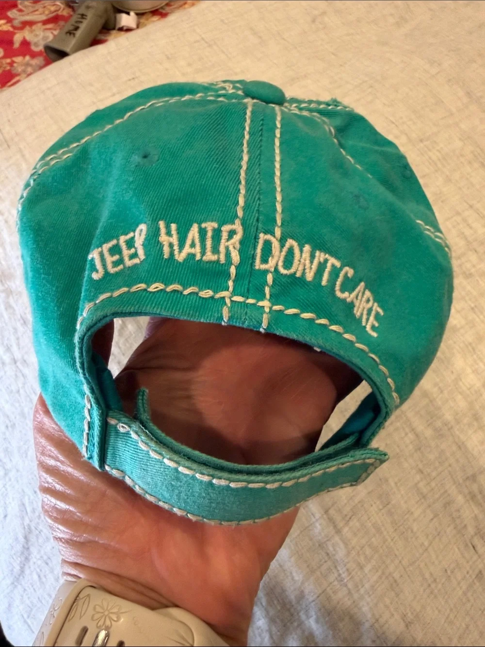 KBETHOS Teal Embroidered 'Jeep Hair' Glitter Grill Baseball Cap